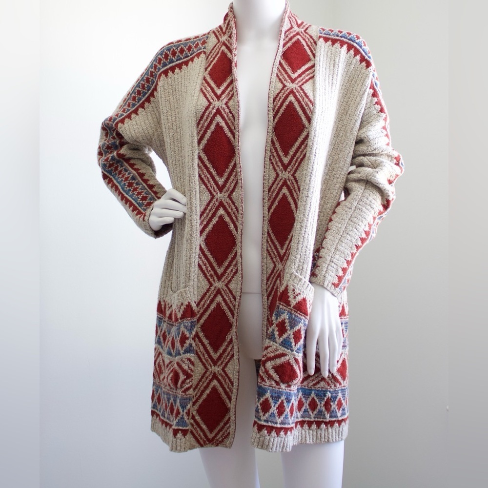 Lucky Brand Southwestern Duster Knit Long Women’s Cardigan Sweater Size L/XL